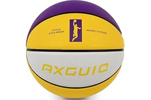 AXGUIQ Kids Youth Adult Size 3/4/5/6/7 Basketball Thickened Rubber Outdoor Colorful 22/25.5/27.5/28.5/29.5" for Play Game Gifts (Deflated)