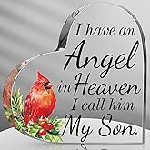 Karenhi 4 Inch Red Cardinal Christmas Gifts Memorial Bereavement Gift for Loss of Loved One Sympathy Decorations Loss of Mom Dad Son Husband in Heaven Glass Table Remembrance(4 Inch,Son)