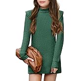 Haloumoning Girls Long Sleeve Sweater Dress Kids Casual Crewneck Knitted Pullover Jumpers 5-14 Years