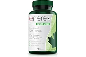 ENEREX Bamboo Silica with Calcium Citrate - 90 Veggie Caps 22-Day Supply for Bone & Dental Support, Enhanced Hair, Skin & Nai