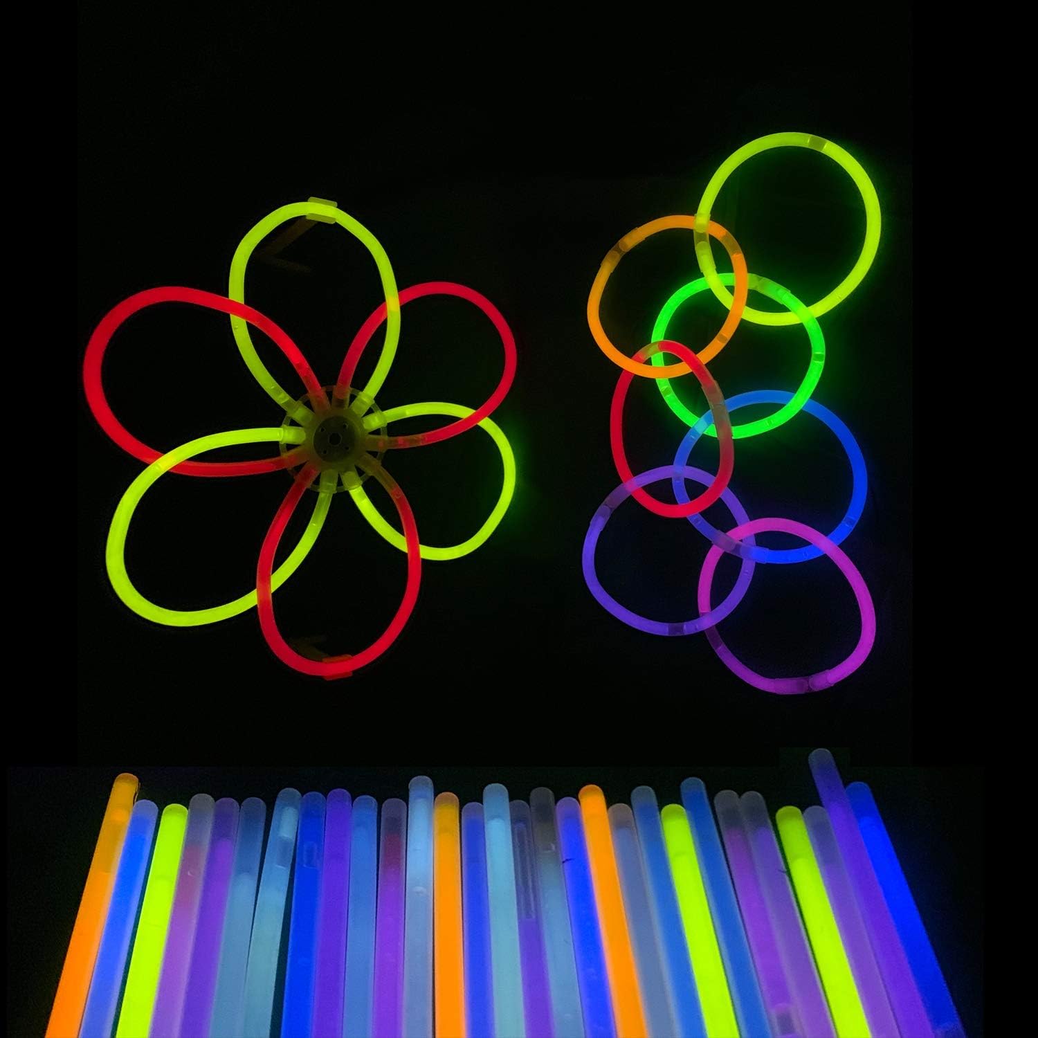 Trimming Shop Premium Glow Sticks for Children 200 Pcs Party Pack with Connectors to Make Glow Bands Necklace Bracelets - Image 3
