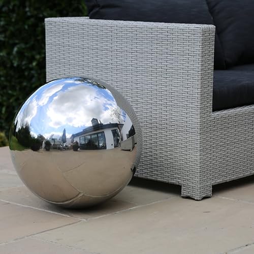 BECover 8-inch Gazing Ball - Black Stainless Steel Garden Sphere For Outdoor Decor