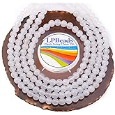 LPBeads 200Pcs Polished 6mm Round Natural White Jade Gemstone Loose Beads with Stretch Cord for Jewelry Making Bracelets