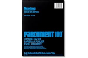 Bienfang Parchment 100 Tracing Paper Pad, 9" x 12", 100 Sheets, 24lb (40gsm) for Pencils, Pen, Marker, Charcoal, Pastel, Trace, Preliminary Drawing and Overlay
