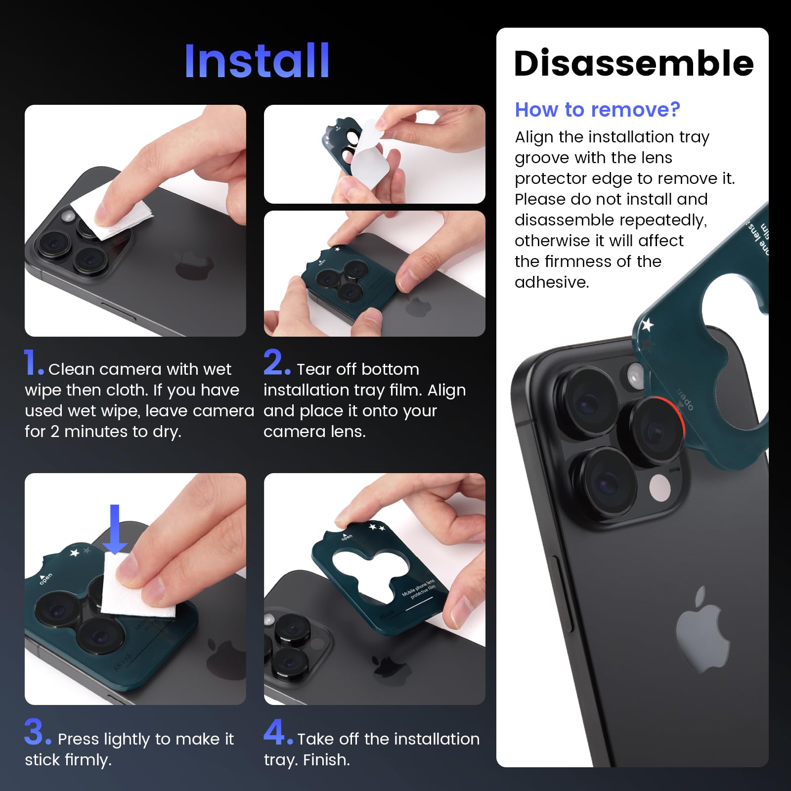 Tensea Camera Lens Protector Compatible for iPhone 16 Pro Max/16 Pro/14 Pro Max/14 Pro, Metal Aluminum Alloy Tempered Glass Cover Camera Screen Protector Accessories, Case Friendly