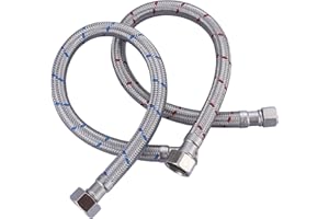 ALEASHA 16'' Length Faucet Supply Line, Stainless Steel Braided cUPC Sink Hose with G1/2" FIP x 3/8" Compression Supply Hose for Sink Faucet Bathroom Kitchen Faucet Connector Water Supply Line 2 PCS