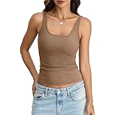 EasyGala Womens Padded Tank Top Cotton Ribbed Built in Bra Scoop Neck Camisole Top Fitted Sleeveless Basic T Shirts 2026