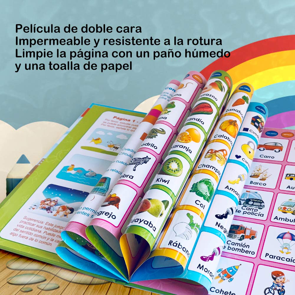 Libro Electrónico de Sonido en Español Juguetes de Aprendizaje para Bebés Niños Máquinas de Lectura para niños 1-5 Años Aprender Idioma con Juegos Juguete Educativo Infantil