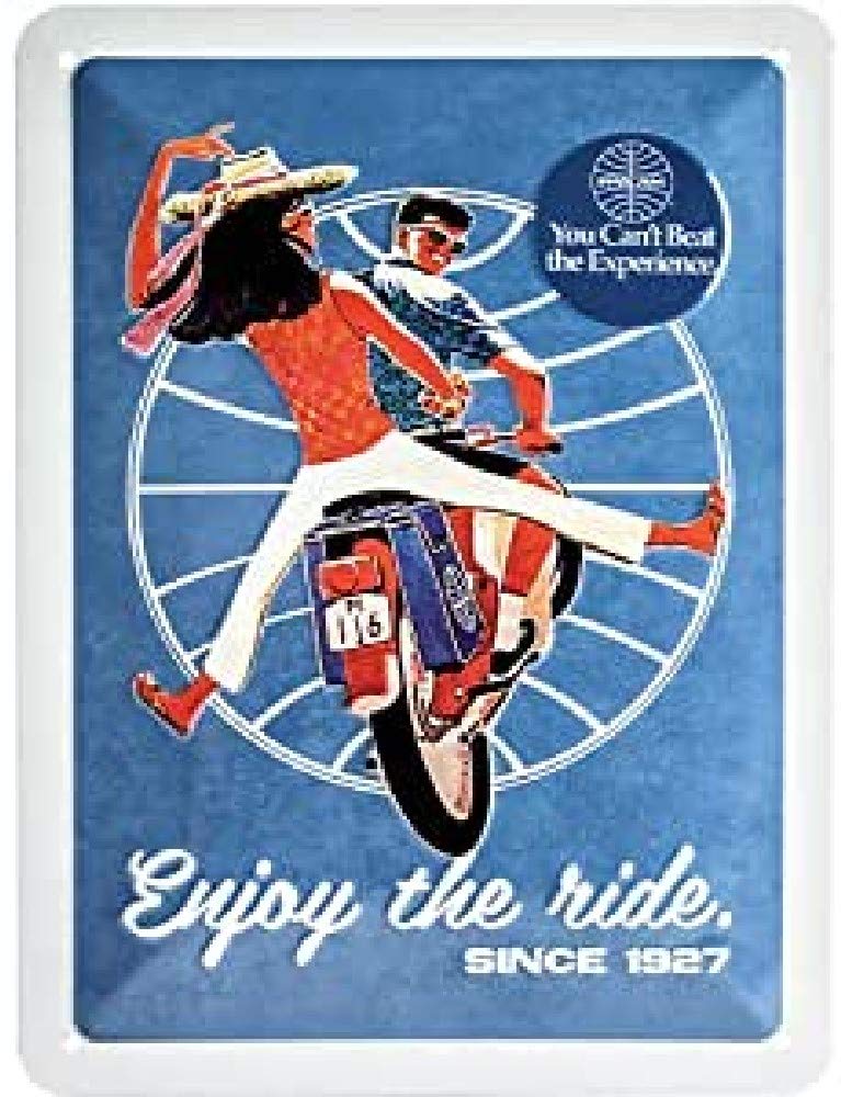 Nostalgic-Art Retro Tin Sign – Pan Am – Enjoy the Ride – Gift idea for Travel Addicts, Metal Plaque, Vintage Design for wall Decoration, 15 x 20 cm