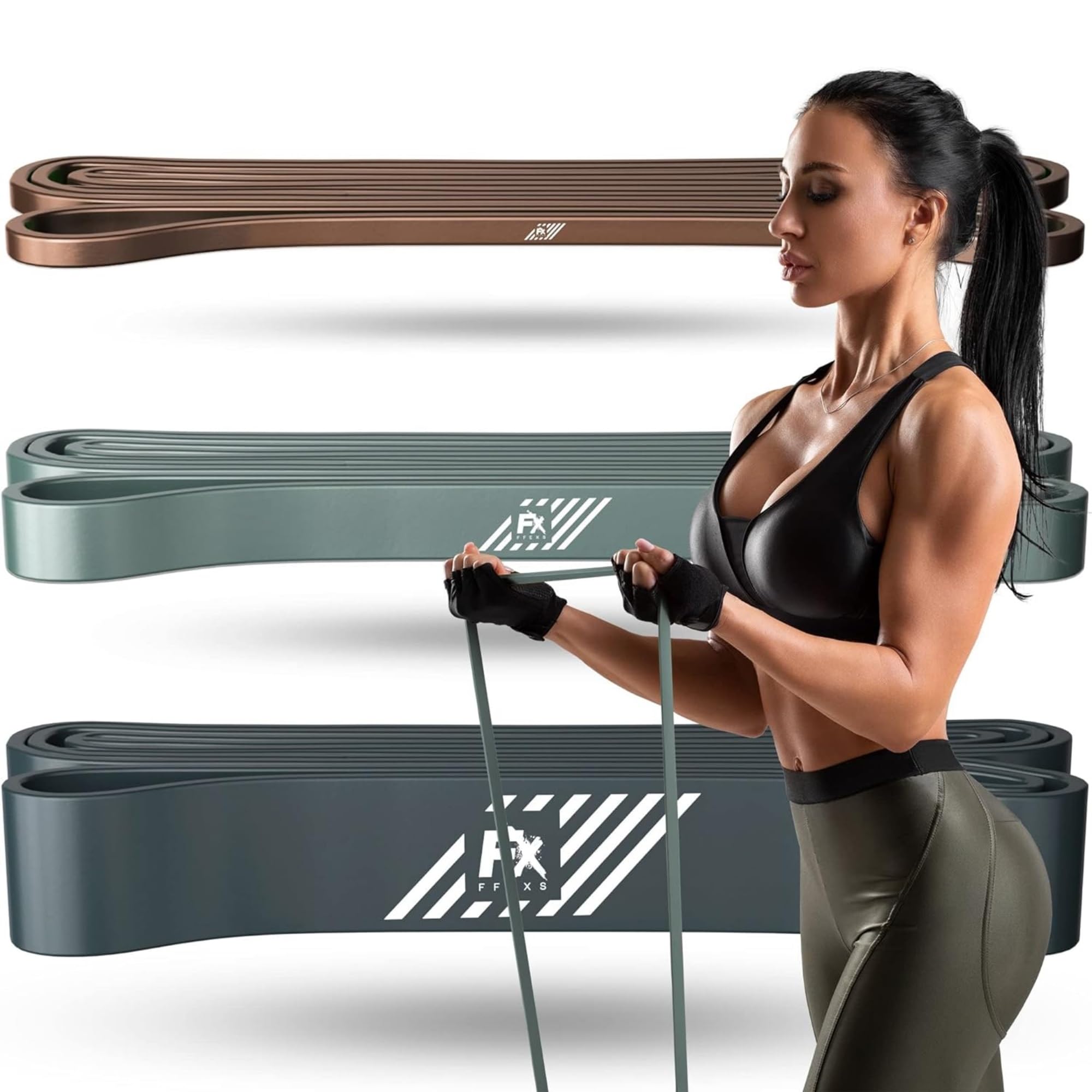 FX FFEXS Resistance Bands Set Men - Exercise Bands Durable Latex - Pull Up Bands Gym - Stretch Bands for Exercise - Workout Bands Fitness - Elastic Bands Gym - Men & Women - All Strength Levels