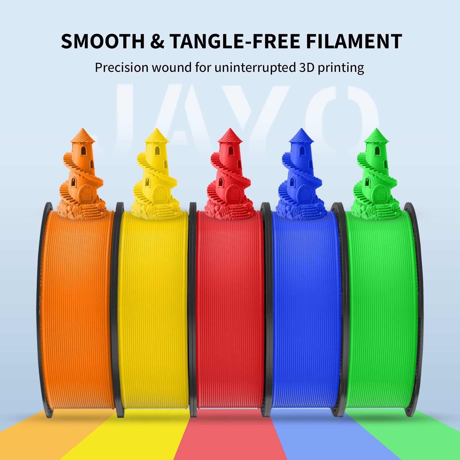 JAYO PLA Filament 1.75mm Schwarz 1.1kg*10, Nackte Wunde 3D Drucker Filament, Maßgenauigkeit +/- 0.02mm, für die meisten FDM 3D-Drucker 5