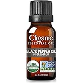 Cliganic Organic Black Pepper Essential Oil, 100% Pure Natural for Aromatherapy | Non-GMO Verified