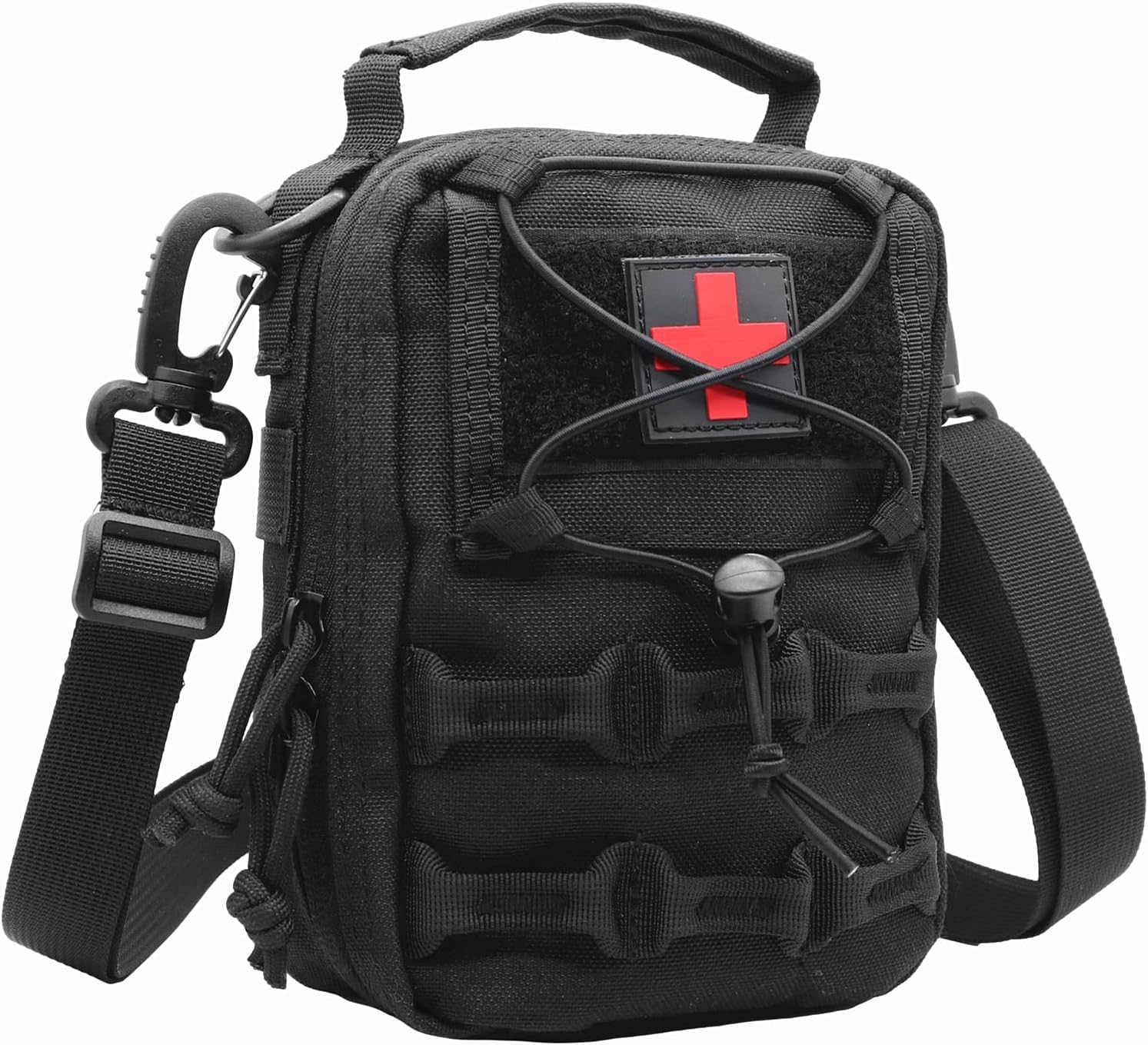 YONCONO Tactical Molle Pouch, Large Capacity Military IFAK Medical EMT Bag EDC Organizer First Aid Pouch with Detachable Shoulder Strap (Black)