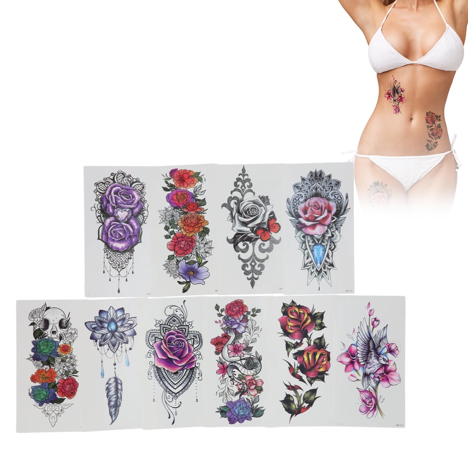 20pcs Tattoo Sticker Waterproof Sweat Proof Lifelike Appearance Temporary Tattoo Sticker Flower Pattern Women Tattoo Sticker