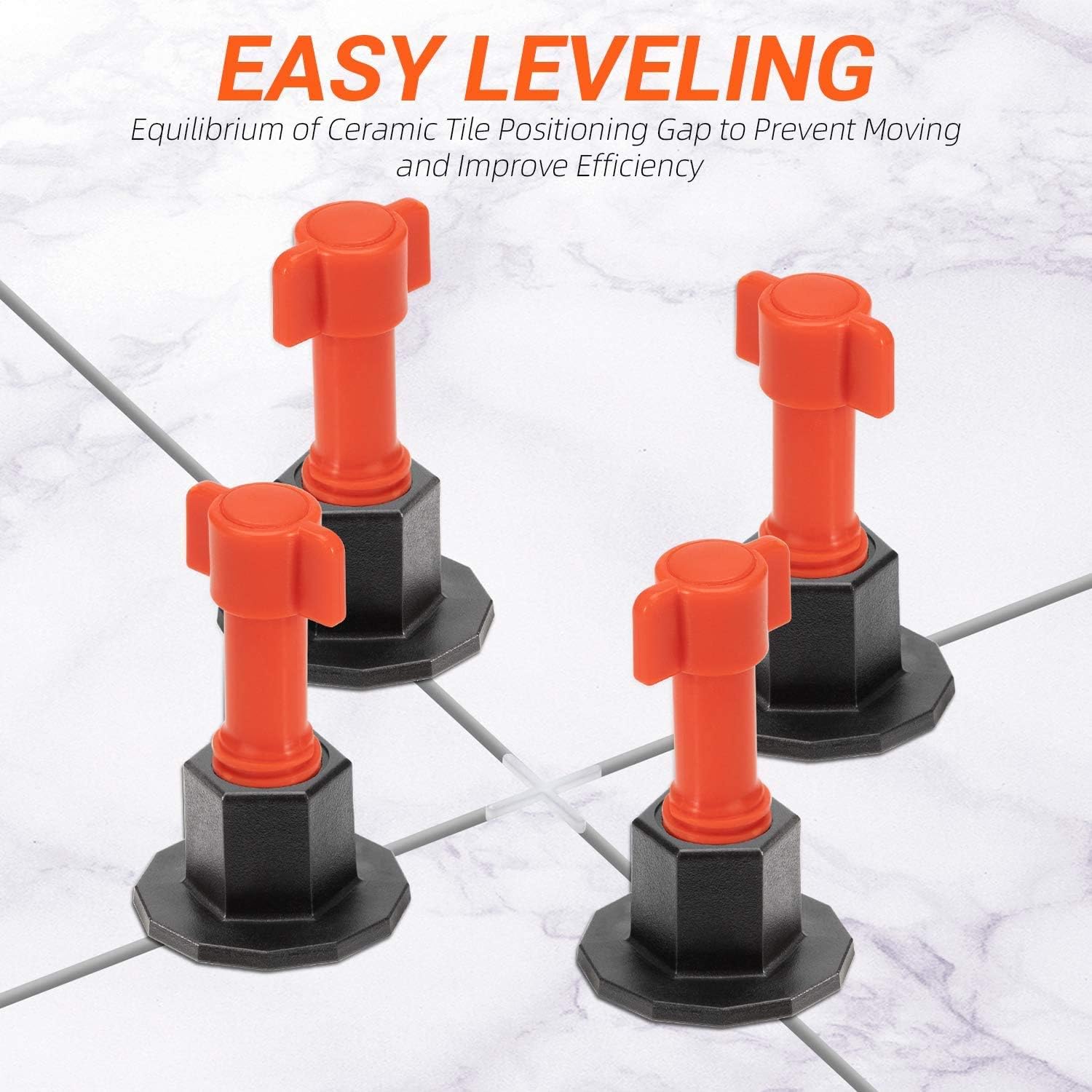 BizoeRade Reusable Tile Leveling System Kits with 100PCS Tile Spacer and 50 PCS Replaceable Steel Needle for Flat Ceramic Floor Wall Construction Tools - Image 4
