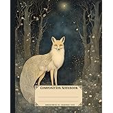 Composition Notebook. Woodland fox: Vintage whimsical forest animal theme. Aesthetic journal for school.