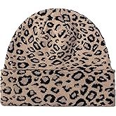 CORIRESHA Women's Warm Leopard Print Knitted Fold Beanie Winter Outdoor Hat