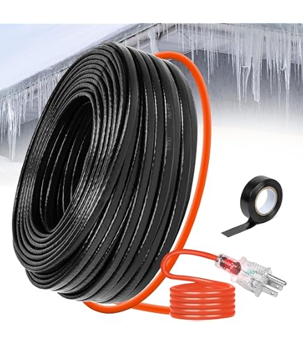 Pipe Heating Cable 160FT Self-Regulating Heat Tape – 120V 8W/ft De-Icing Cable For Pipe Freeze Protection, With Mounting Buckle, IP67 Waterproof