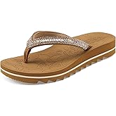 ONCAI Flip Flops for Women, Beach Thong Sandals Womens with Arch Support, Dressy Rhinestone Comfortable Yoga Mat and Non Slip Rubber Soles for Summer US Size 5-11