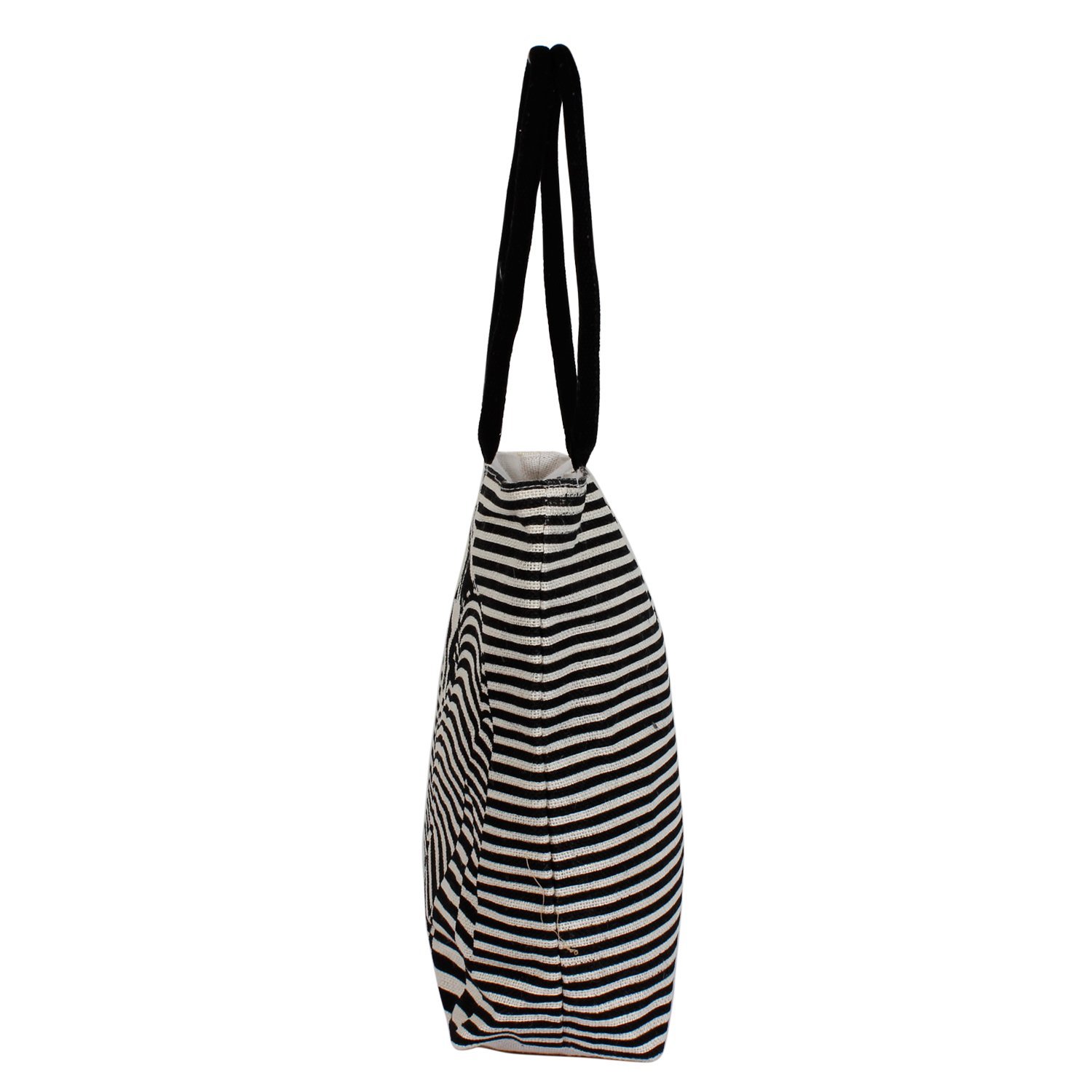 utsav kraft women's tote bag (black and white)