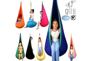 HiCamer Sensory Swing for Kids Indoor and Outdoor Pod Hammock Chair Seat Upgrade Max 300 lbs Hanging Swing with Inflatable Cushion Includes Hardware Hanger Kit for Aspergers Autism ADHD (Blue)