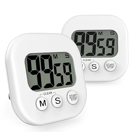 Gvoo Digital Küchen Timer, 2 Stück Digital Eieruhr Küchenwecker Kochen Timer Uhr Kitchen Timer Kurzzeitmesser mit Großen LCD-