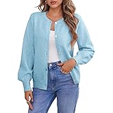 Saodimallsu Womens Button Down Cardigan Sweaters Crew Neck Long Sleeve Open Front Loose Fall Soft Knit Sweater Coats