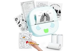 ANYCASH Mini Sticker Printer PrintPods, Portable Bluetooth Sticker Maker Machine with 3 Rolls Paper, D21 Thermal Inkless Photo Printer, Impresora Portátil for Phone DIY Photos Study Notes Journal Gift