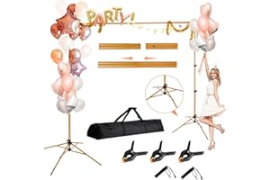 ZBWW Backdrop Stand 8.5 * 10ft - More Stable Adjustable Newly Gold Four-Legged Backdrop Stand for Parties, Photo Backdrop Stand for Advertising Display and Video Shooting, Wedding Balloon Arch Stand