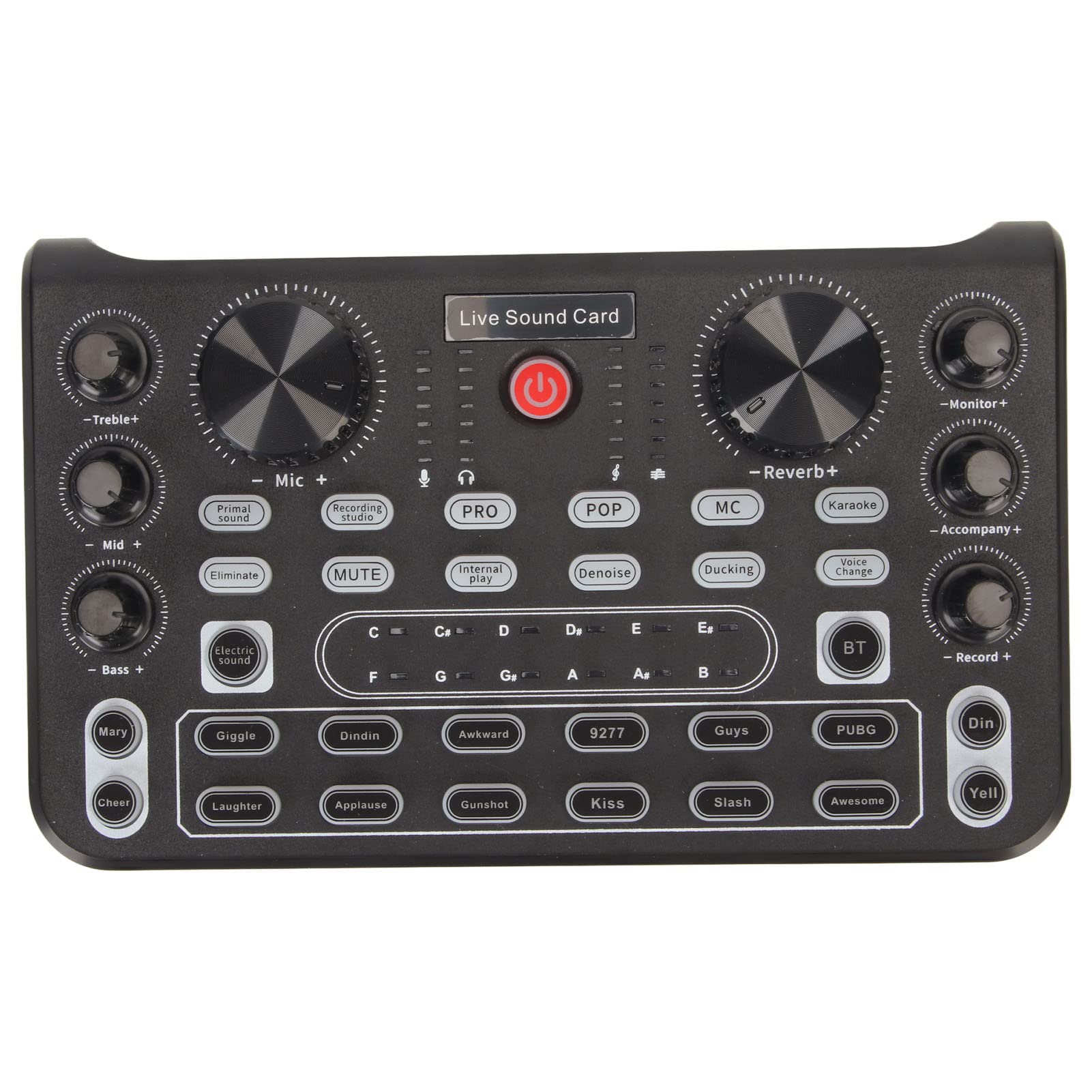 Fockety Professional Audio Mixer, Bluetooth Live Sound Card Sound Mixer Board with Multiple Sound Effects, Podcast Studio Equipment for Streaming, Podcasting, and Gaming