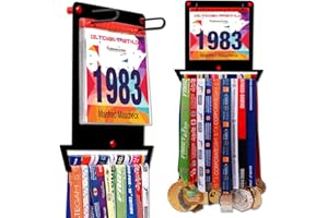 VICTORY HANGERS Medal Hanger for Runners | My Victories Race Bib Holder + Medal Rack | Square Shape | Complete Bundle Steel Medal Holder and Bib Hanger for 40+ Medals & 100 Runner Race Bibs