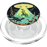 Alien Lover Flying Saucer UFO Abduction Dinosaur PopSockets PopGrip for MagSafe