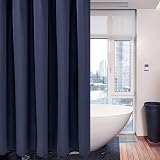Navy Shower Curtain 152x214cm with Metal Hooks Weighted Hem view 8