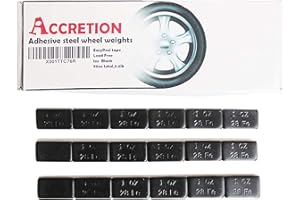 ACCRETION 1 oz, Black Wheel Weights, USA White Tape Backing. Corrosion Resistance, 90 Oz Total, 5.6 Lbs(90 Pcs)