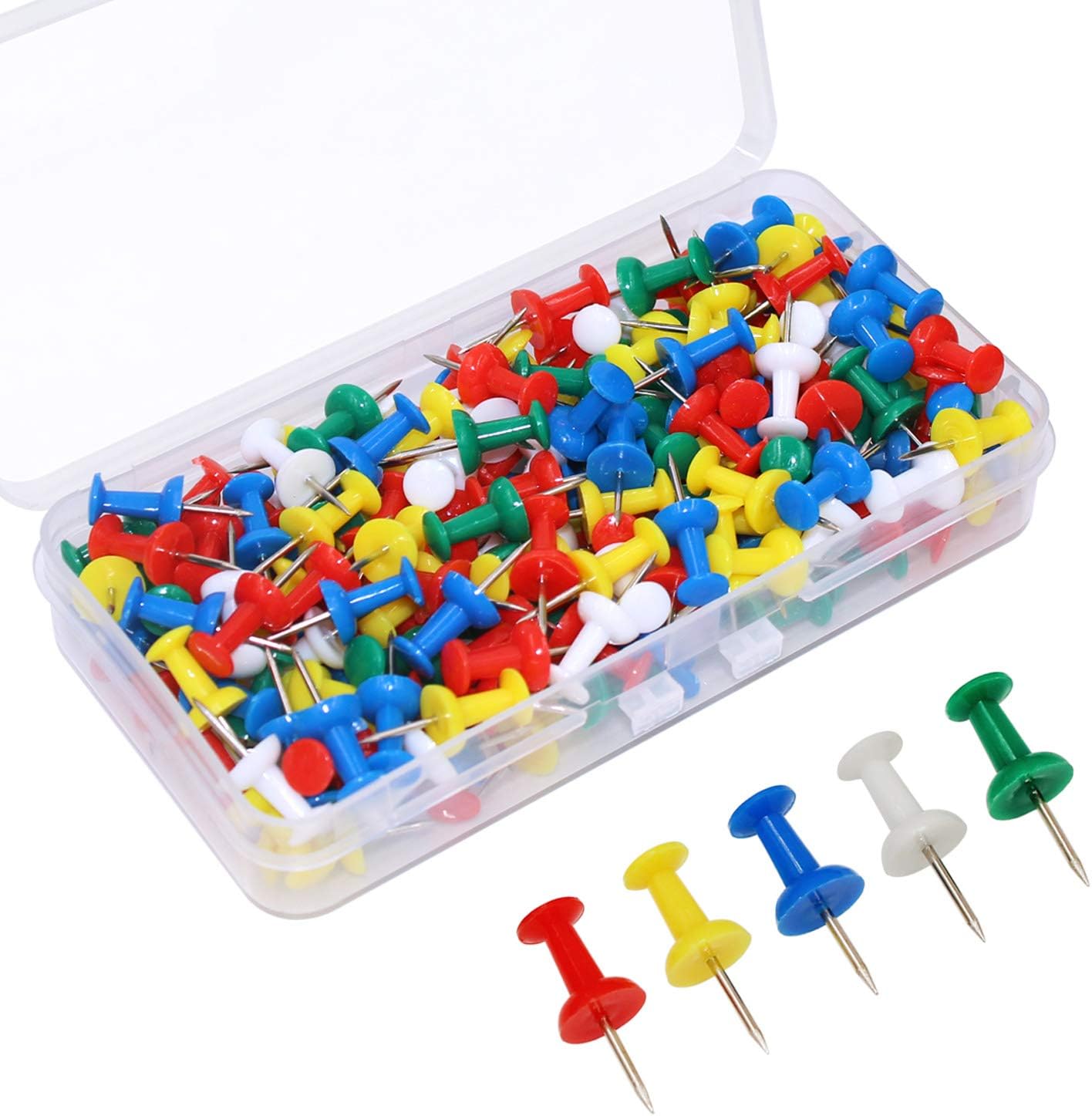 Push Point Pin OKVGO 150 Pieces Push Pin with Plastic Heads and Steel Points Thumb ...