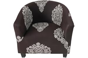 CRFATOP 1 Piece Club Chair Slipcover Stretch Barrel Chair Covers Printed Tub Chair Slipcovers Round Couch Covers Spandex Armchair Sofa Cover Removable Furniture Protector for Living Room,36