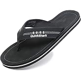 Quickshark Mens Flip Flops Leather Thong Sandals Arch Support Beach Slippers