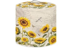 Xoenoiee Butterfly Dragonfly Sunflower Print Kitchen Appliance Dust Cover with Pockets, Electric Pressure Cooker Cover Compatible with Rice Cooker Cover Air Fryer Cover, for 3 Qt Pot