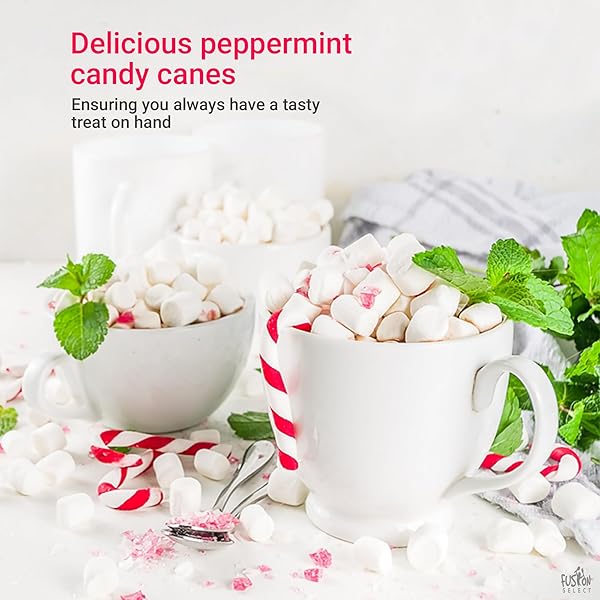 FUSION SELECT 100 PACK MINI CANDY CANES – STRIPED CHRISTMAS CANDIES, SWEET GOODIES FOR THE HOLIDAYS – NATURALLY FLAVORED MINI PEPPERMINT CONFECTIONS FOR YULETIDE PARTIES, STOCKING STUFFERS, GIFTS