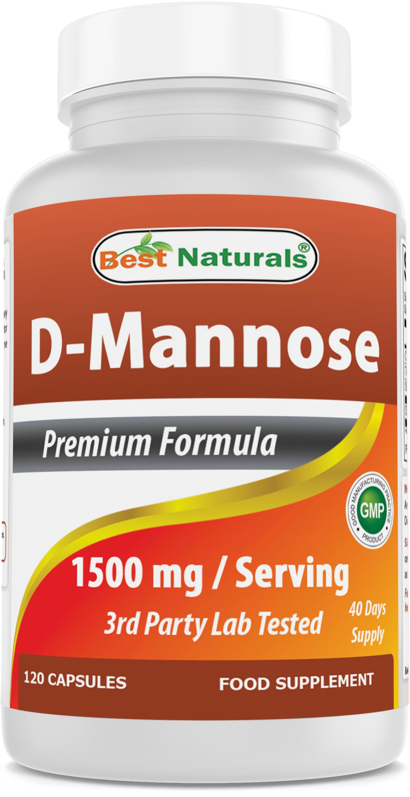 Best Naturals D-Mannose Capsules - Urinary Tract Cleanse Supplement 1500mg/Serving - 120 Count (120 Count (Pack of 1))