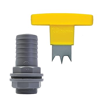 3P Technik Filtersysteme Tülle für 32 mm Schlauch inkl. Handbohrer für Regentonnen, Regenwassertonnen und Regenwassertanks