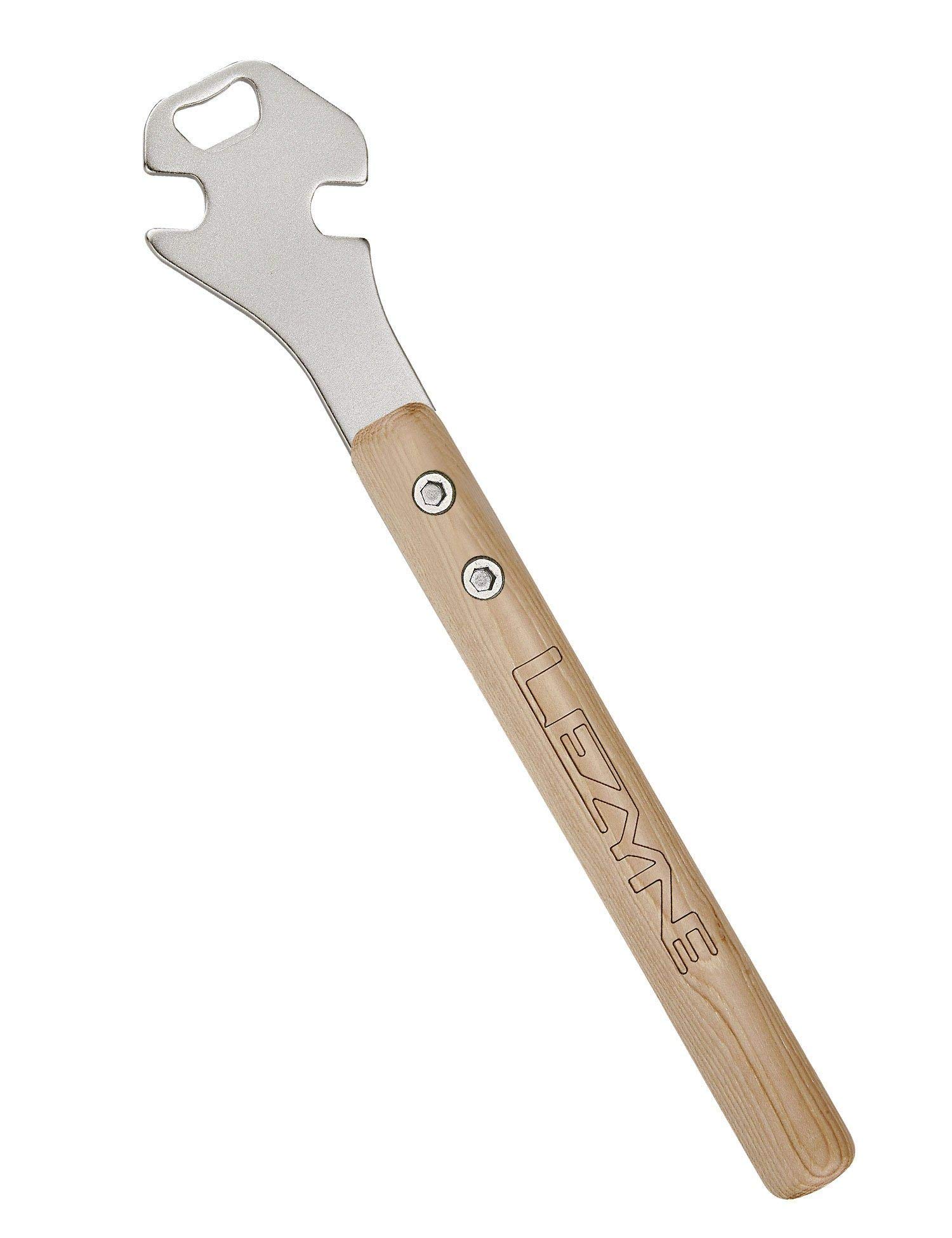 Lezyne Classic Pedal Rod Pedal Wrench, Nickel/Wood, 360 mm