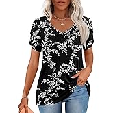 CATHY 2026 Womens Tops Summer Short Sleeve V Neck Tunic T-Shirts Blouse S-4XL