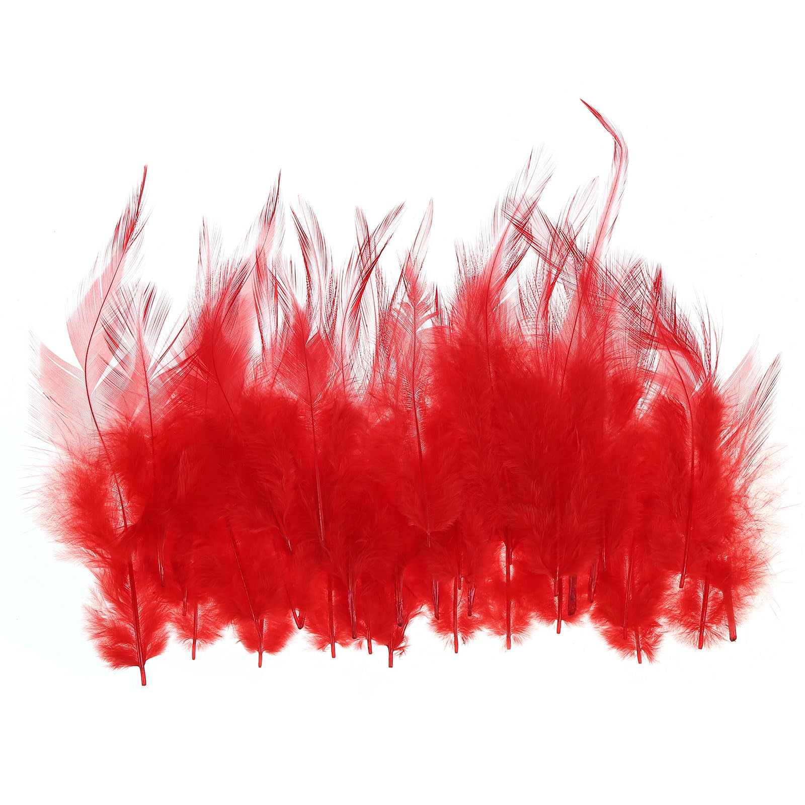 PATIKIL 3-6 Inch Saddle Hackle Rooster Feather, 100 Pcs Bulk Natural Feathers Fluffy Craft Feathers for Dream Catcher Earrings Pendant, Red