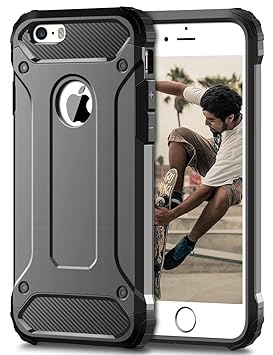 Coolden iPhone SE Hülle, Premium [Armor Serie] iPhone 5S Outdoor Stoßfest Handyhülle Silikon TPU + PC Bumper Cover Doppelschi