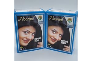 2 pack of Noorani Black Henna Enriched with Almond and Aloe Vera 60g (2 x 6 pouches x 10g) - Henné Noir Enrichi a Amandes et 