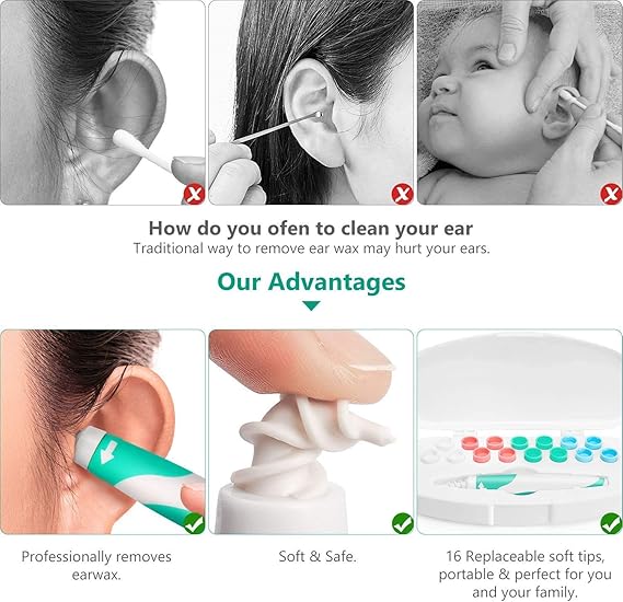 Meueneagrama Com Bebe Et Puericulture Chauffe Biberons Ear Cleaning Kit Avec 16 Embouts De Remplacement Lavables En Silicone Pour Bebe Enfant Et Adulte Sur Et Lavable Nettoyant A Cire Doreille Nettoyant Oreille Cire Doreille