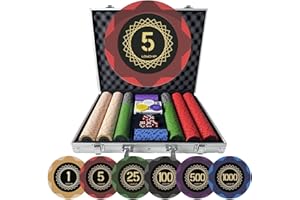 LOYCHIP Clay Poker Set with Numbered Chips 500-pcs for Card Board Game, 14g Weight with Playing Cards for Texas Hold'em, Blac