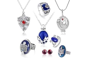 HJYZY 8 pcs Vampire Diaries Jewelry Daywalking Katherine Sapphire Elena Gilbert Opening Vervain Locket Bonnie Necklace Salvatore Damon Stefan finger Family Crest Ring Diamond Stud Earrings