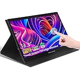 13.3" Portable Touchscreen Monitor, 1080P FHD IPS Display, USB-C&HDMI, 10-Point Touch External Screen with Smart Cover & Dual